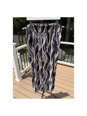 Qianxizhan Wide Leg Trousers Navy Beige 2X